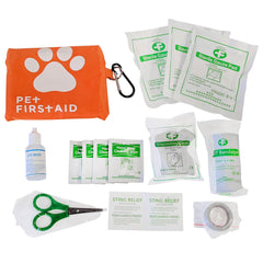 Travel Pet First Aid Kit with Carabiner - 19 pieces
