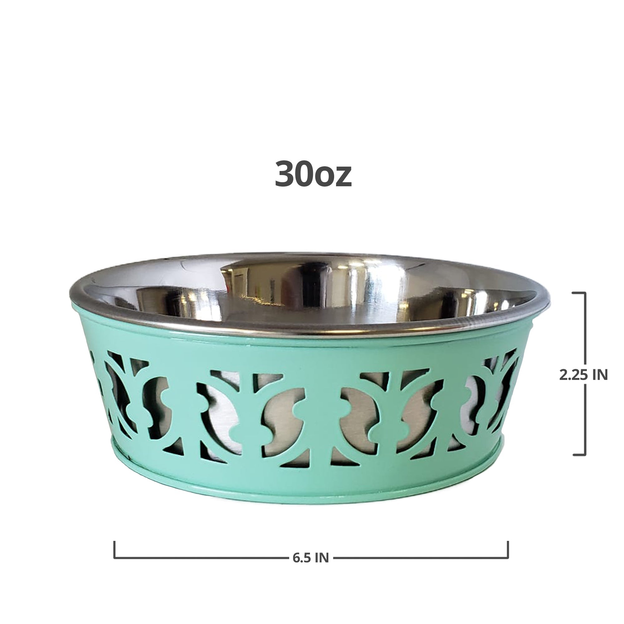 Stainless Steel Country Farmhouse Dog Bowl, RE Mint Green