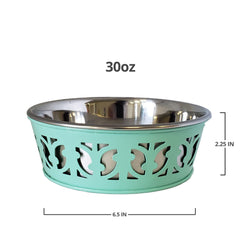 Stainless Steel Country Farmhouse Dog Bowl, RE Mint Green