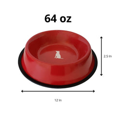 Non Skid Red Bowl With White Dog Design