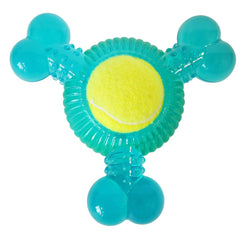 Recyclable 3-Bone Dog Squeaker Tennis Ball Chew Toy