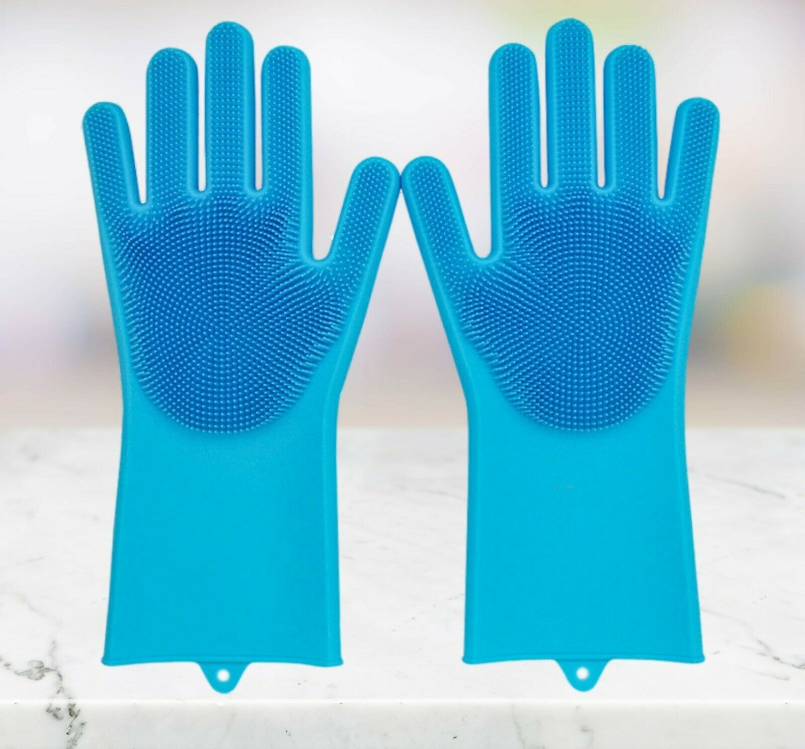 Pet Grooming Silicone Rubber Scrubber Cleaning Blue Color 2 in 1