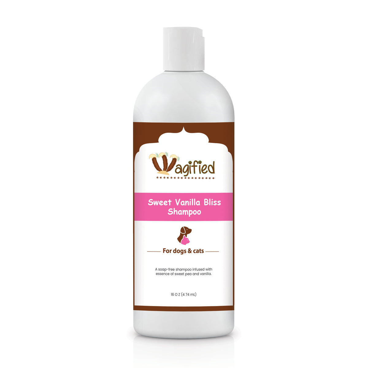 Wagified Shampoo for Dogs and Cats, Sweet Vanilla Bliss, 16 oz